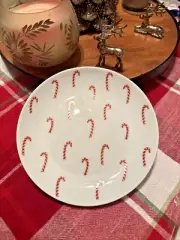 Pottery Barn holiday Christmas Candy Cane appetizer dessert plate party SET 4