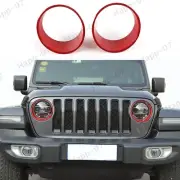 2PCS Red ABS Front Light Headlight Trim Cover Bezels for Jeep Wrangler JT 2018+ (for: Jeep)