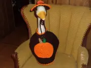 Pumpkin Halloween Geese Outfit Crochet Geese Clothes Outdoor Statue Dress