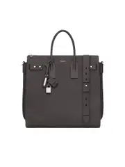 Saint Laurent Men Sac De Jour North/South Grained Storm Leather Tote