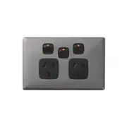 HPM LINEA Double Powerpoint With Extra Switch - Gun Metal / Black
