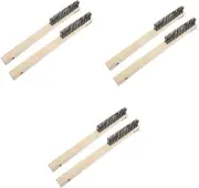 Cabilock 3sets Long Handle Multi-Functional Brush Wire Cleaning Brush for Pizza Stone and Oven Maintenance 2pcs*3