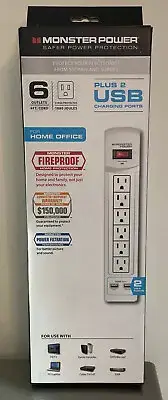 One Monster Power Surge Protector 6 Outlets with 2 USBs & 6ft Cord 121888