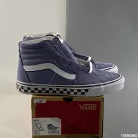 在飛比找Yahoo!奇摩拍賣優惠-Vans SK8-Hi 白紫 棋盤格 帆布 硫化 滑板鞋 V