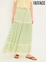 FatFace Jayla Mid Green Woodblock Maxi Skirt (AK9199) | $136