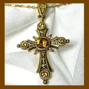 Jackie O Jacqueline Kennedy Topaz Cognac Gold Necklace Camrose Kross JBK