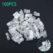 100* RJ45 Network Modular Plug 8P8C CAT5e Cable Connector End Pass Through B