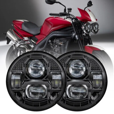 2X 5.75" Black LED Headlight For Triumph Speed/Street Triple Thunderbird Rocket3