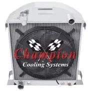 RC Champion 4 Row Radiator Ford Configuration,16" Fan for 1928 1929 Ford Model A (for: Ford)
