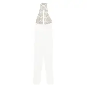 [Elisabetta Franchi] Elisabetta Franchi Embellished Halter-neck Jumpsuit 44 IT WHITE