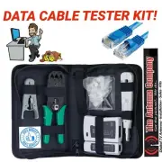 data cable tool kit complete with rj 45 plugs x 20 case tester stripper quality