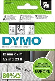 DYMO D1 Label Cassette Tape 12mm x 7M - Black on Clear