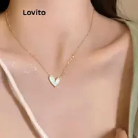 在飛比找蝦皮商城優惠-Lovito 優雅心型白色貝母輕奢百搭女式項鍊 LFA085