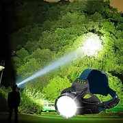 Super Bright LED Rechargeable Headlamp, USB Headlamp 4 Modes IPX5 Waterproof 90° Adjustable for Camping, Hiking, Running, Hunting, Cycling