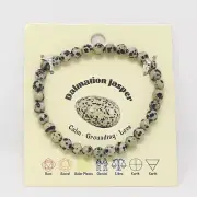 Natural Dalmation Jasper Gemstone Beaded Bracelet Stretch Energy Root Chakra