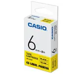 CASIO 【共有5色】標籤機專用色帶-6MM黃底黑字XR-6YW1