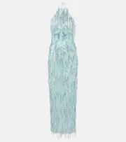 [Rotate] Rotate Cutout fringed sequined maxi dress AU 16 blue