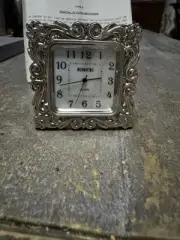 Rumours 2x2" desk clock decorative silver-tone frame MOP face quartz movement