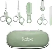 LOFEE Baby Hair Scissors Set Kids Hair Cutting Thinning Shears Nail Clipper Scissors Set Baby Grooming Set for Newborn Toddler Kids (Green)