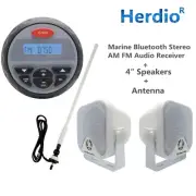 4" Boat Speakers+Marine Boat Radio Dustproof Bluetooth Stereo Receiver+Aerial AU