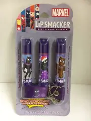 LIP Smacker Marvel Black Panther 3 Flavored LIP BALM + Matching Lanyard