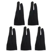 5pcs Artists Drawing Glove for Digital Drawing Tablet 6.5" x 3" Black
