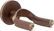 Levy's Leathers Forged Steel Guitar Hanger; Brass Metal with Brown Veg-Tan Leather Yoke Wraps (LVY-FGHNGR-BRBN), Medium