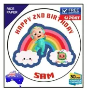 COCOMELON Edible Rice Paper Cake Topper Decoration Round Images Party 19CM
