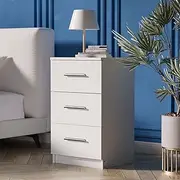 [Ufurniture] Bedside Table 3 Drawers Side Table Nightstand for Bedroom Living Room White