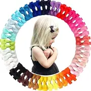 50 Pieces Mini Hair Bow Clips, 5 cm Grosgrain Ribbon, Baby Girls Hair Accessories, Multicolour