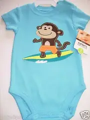 Carter's Infant Baby Boy's Creeper Bodysuit Monkey 3M 6M 9M $12. NWT