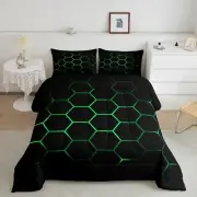 Hexagonal Bedding Set 3D Geometric Honeycomb Comforter Set for Kids Boys Girl...