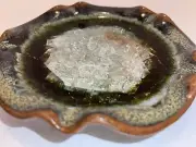 Studio Art Pottery Ceramic Geode Crackle Ashtray /Trinket /Coaster Dish 3.75”
