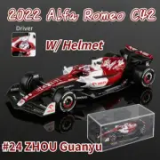 BBURAGO 1:43 2022 Alfa Romeo C42 #24 ZHOU Guanyu Diecast Model Car Toy + Helmet