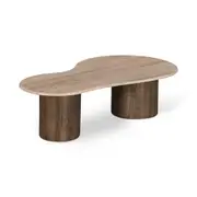 Moreno 1.2m Travertine Top Coffee Table - Walnut