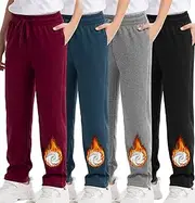 [Siimcuzy] 1/4 Pack Boys Sweatpants Fleece Lined Open Bottom Youth Athletic Jogging Track Joggers Pants with Pockets for Kids