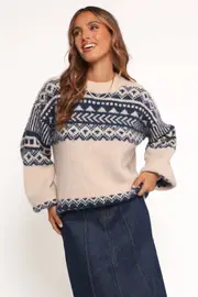 [PUP14] Lincoln Fair isle Knit Sweater - Navy M navy