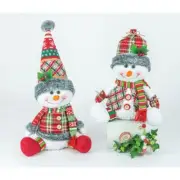 16" SNAZZY SNOWMAN SITTERS Set Of 2 Christmas Decor *SHIPS WITHIN 10 DAYS* NEW