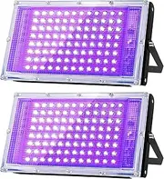 Glostars 100W LED UV Black Light Lamp, Black Light Spotlight, IP66 Waterproof, 395-400nm UV Party Light with Switch for Bar, Party Supplies, Black Light Decoration (100W (2 Pack))