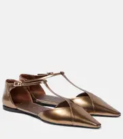 [Max Mara] Max Mara Metallic leather ballet flats AU 8 metallic
