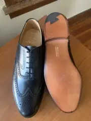 NEW w BOX | PEAL & CO x CROCKETT & JONES 9.5E US BLACK WINGTIP SHOES ENGLAND 9.5