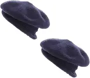 [WRITWAA] 2pcs Beret Hats for Women Knitted Beret Soft Comfortable Beanie Wide Brim Cap Handmade for Girls and Adults