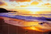 36 x 24 Mural Ceramic Sunset Ocean Backsplash Tile #357