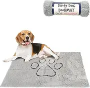 Dog Gone Smart Dirty Dog Doormat - Fast Drying Rug with Super Gripper Backing for Clean Floors - Super Absorbent and Machine Washable Mat for Muddy Paws - Silver Grey