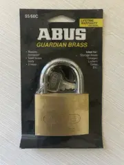 NEW ABUS 55/60 Solid Brass Padlock with Hardened Steel Shackle, Two Keys