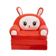Catzon Cute Cartoon Kids for Toddler 2 in 1 Comfy Fold Out Couch Bed-Red Rabbit