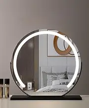 Amtang Vanity Desk Mirror With Led Lights Big Standing Dresser Mirror Bedroom Lighted Up Hollywood Make Up Mirror (Black,30cm)