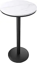 Kitchen Bar Table, High Top Bistro Cocktail Table with Black Metal Base, Counter Height Pub Table for Kitchen, Dining Room, Living Room End Tables Sofa Side Table(Height 95cm/3.1ft)