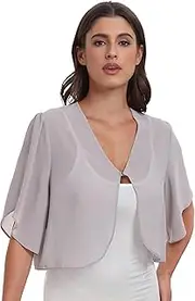 [SURVODJA] Womens Chiffon Cropped Cardigans Lightweight Sweaters Short Sleeve Bolero Shrugs for Dress