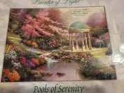 Vintage 500 Piece Pools Of Serenity Thomas Kinkade Puzzle, Flowers Dented Box